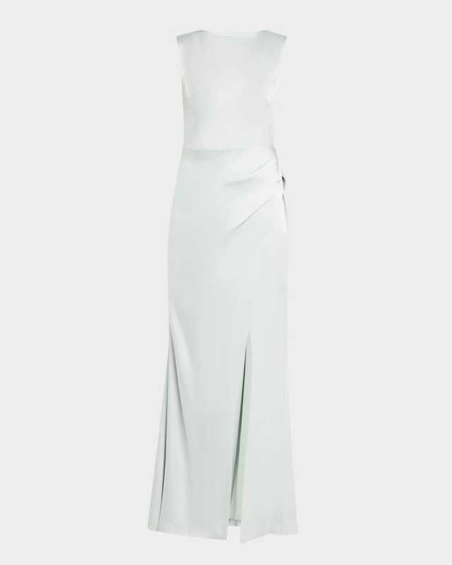 Tommy Draped Open-Back Column Gown